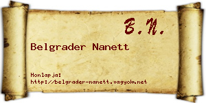 Belgrader Nanett névjegykártya
